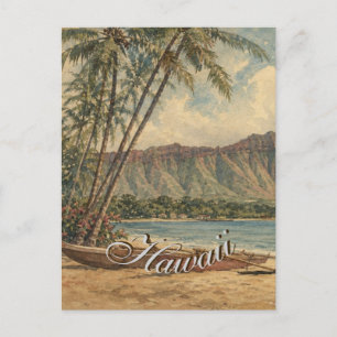 Cartes Pour Fêtes Annuelles Style Vintage Hawaïen Voyage Côte Mer