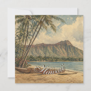 Cartes Pour Fêtes Annuelles Style Vintage Hawaïen Voyage Côte Mer