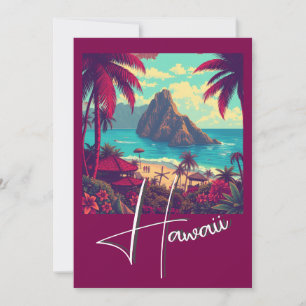 Cartes Pour Fêtes Annuelles Style Vintage Hawaïen Voyage Honolulu Mid-Pacific