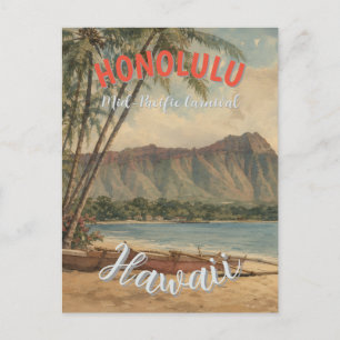 Cartes Pour Fêtes Annuelles Style Vintage Hawaïen Voyage Honolulu Mid-Pacific