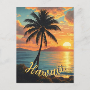 Cartes Pour Fêtes Annuelles Style vintage Hawaii Travel Coast Sea Sunset