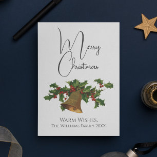 Cartes Pour Fêtes Annuelles Style vintage Mistletoe Bell Joyeux Noël