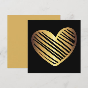 Cartes Pour Fêtes Annuelles Stylisé Or Noir Cœur Feuille Valentine's