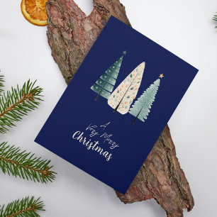 Cartes Pour Fêtes Annuelles Stylish Marine Night Sky Stars Pine Trees Noël