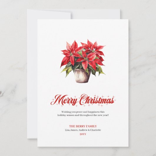 Cartes Pour Fêtes Annuelles Stylish Red White Poinsettia Holiday Greeting Card (Devant)