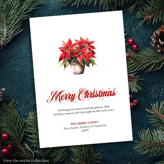 Cartes Pour Fêtes Annuelles Stylish Red White Poinsettia Holiday Greeting Card