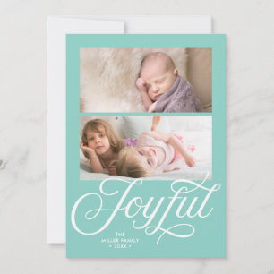 Cartes Pour Fêtes Annuelles Stylo Cursive Joyful Holiday Photo