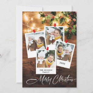 Cartes Pour Fêtes Annuelles Succursale de Mistletoe Rustique 4 PHOTO Noël Salu