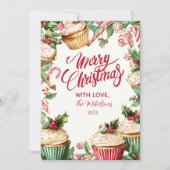 Cartes Pour Fêtes Annuelles Sucre de canne Cupcake Noël (Devant)