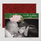 Cartes Pour Fêtes Annuelles Sucre de canne Damas de Noël Stried Holly Card (Devant / Derrière)