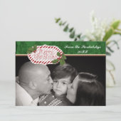 Cartes Pour Fêtes Annuelles Sucre de canne Damas de Noël Stried Holly Card (Debout devant)