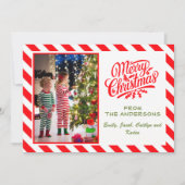 Cartes Pour Fêtes Annuelles Sucre de canne simple rayé Joyeux Noël photo (Devant)