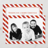 Cartes Pour Fêtes Annuelles Sucre de canne Stripes Photo (Devant / Derrière)