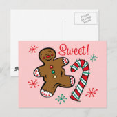 Cartes Pour Fêtes Annuelles Sucre de Noël (Devant / Derrière)