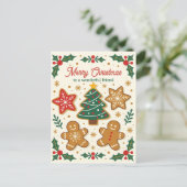 Cartes Pour Fêtes Annuelles Sucre pain d'épices Cookies Holly Berries Noël (Debout devant)