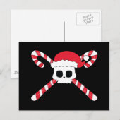 Cartes Pour Fêtes Annuelles Sucres de canne Crâne Santa Hat Noël (Devant / Derrière)
