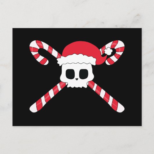 Cartes Pour Fêtes Annuelles Sucres de canne Crâne Santa Hat Noël (Devant)