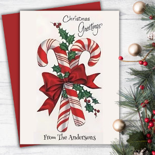 Cartes Pour Fêtes Annuelles Sucres de canne de Noël rétro vintages personnalis