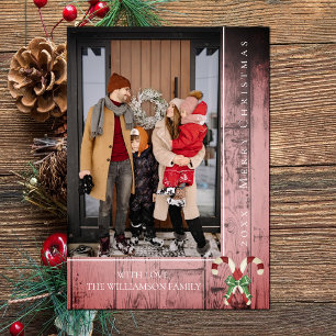 Cartes Pour Fêtes Annuelles Sucres de canne rustiques Noël Rose
