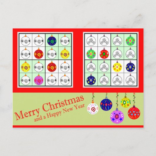 Cartes Pour Fêtes Annuelles Sudoku multicolore pour Noël (Devant)