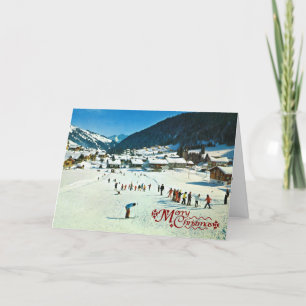 Cartes Pour Fêtes Annuelles Suisse vintage, Morgins Ecole de ski