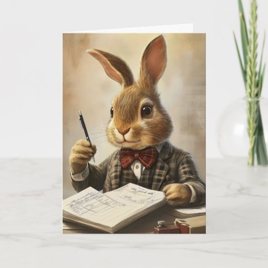 Cartes Pour Fêtes Annuelles Suit de bureau Bunny amusant (Devant)