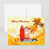 Cartes Pour Fêtes Annuelles Summer Surf Père Noël (Devant / Derrière)