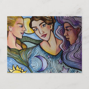 Cartes Pour Fêtes Annuelles Sun Moon Stars Art féminin