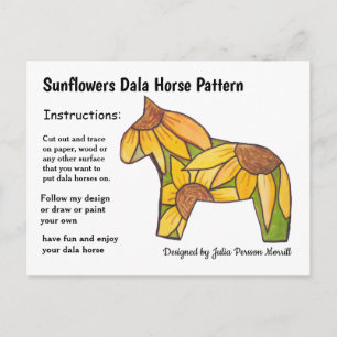 Cartes Pour Fêtes Annuelles Sunflowers Dala Horse Motif à partager