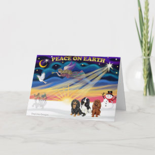 Cartes Pour Fêtes Annuelles Sunrise de Noël - Cavalier King Charles (trois)