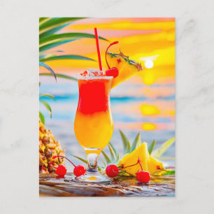 Cartes Pour Fêtes Annuelles Sunrise Tropicale - Cocktail Sunset