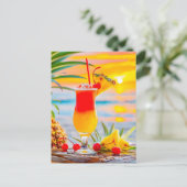 Cartes Pour Fêtes Annuelles Sunrise Tropicale - Cocktail Sunset (Debout devant)