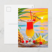 Cartes Pour Fêtes Annuelles Sunrise Tropicale - Cocktail Sunset (Devant / Derrière)