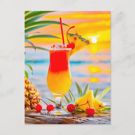 Cartes Pour Fêtes Annuelles Sunrise Tropicale - Cocktail Sunset (Devant)
