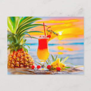 Cartes Pour Fêtes Annuelles Sunrise Tropicale - Cocktail Sunset