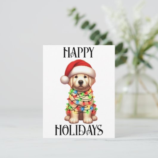 Cartes Pour Fêtes Annuelles Super Christmas Golden Retriever (Debout devant)