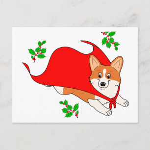 Cartes Pour Fêtes Annuelles Super Corgi de Noël avec Cape