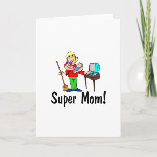 Cartes Pour Fêtes Annuelles Super Maman (4 Bras)