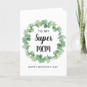 Cartes Pour Fêtes Annuelles Super Maman Eucalyptus Wreath Bonne fête des mères
