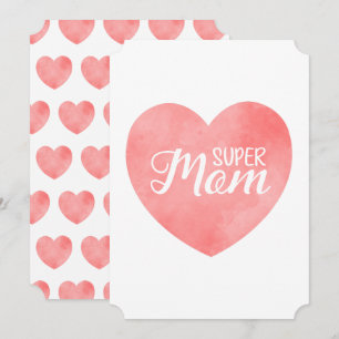 Cartes Pour Fêtes Annuelles Super Maman texte en cœur rose, conception de la f