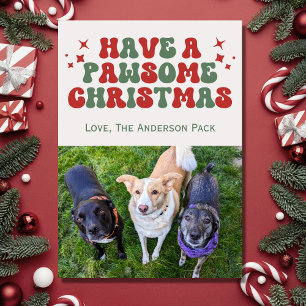 Cartes Pour Fêtes Annuelles Super Retro Chien Photo Pawsome Noël