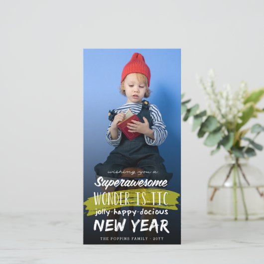 Cartes Pour Fêtes Annuelles Superbe Merveilleuse Jolly Happydocile Année (Debout devant)