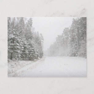 Cartes Pour Fêtes Annuelles Superbe paysage hivernal avec route enneigée