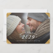 Cartes Pour Fêtes Annuelles Superposition de photo dorée Joyeuses Fêtes Plat (Devant)