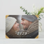 Cartes Pour Fêtes Annuelles Superposition de photo dorée Joyeuses Fêtes Plat (Debout devant)