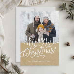 Cartes Pour Fêtes Annuelles Superposition de photos de Noël Kraft rustique