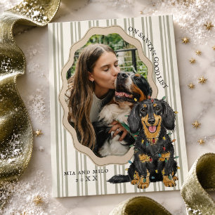 Cartes Pour Fêtes Annuelles Sur la bonne liste du Père Noël Longhair Dachshund