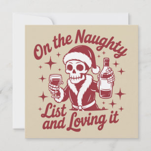 Cartes Pour Fêtes Annuelles Sur la liste vilain et l'adorant Vin Noël