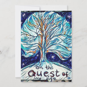 Cartes Pour Fêtes Annuelles Sur la quête de ma vie avec arbre et étoiles