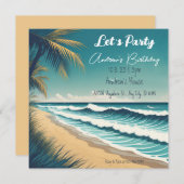 Cartes Pour Fêtes Annuelles Surf de plage d'été (Devant / Derrière)